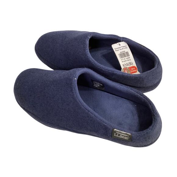 L.L.Bean Sweater Fleece Slipper Scuff in a navy blue color size 8 - Picture 3 of 4